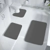 Three-piece set of embossed memory foam striped floor MATS, bathroom absorbent pads, toilet protection pads, cross-border supply Item Picture